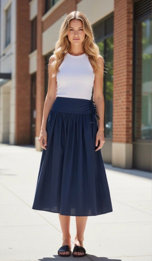 ZARA Lace Up Detail Midi Skirt