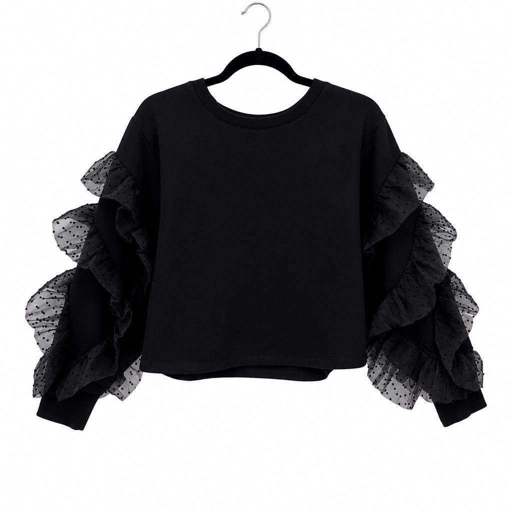ZARA Dotted Mesh Ruffled
Sweatshirt