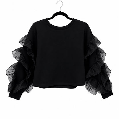 ZARA Dotted Mesh Ruffled
Sweatshirt