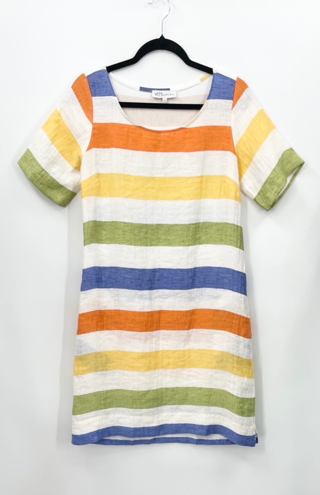 VLTS BY VALENTINA'S Striped Linen Shift Dress