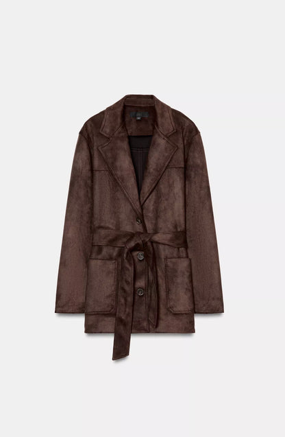 ZARA Faux Suede Belted Jacket