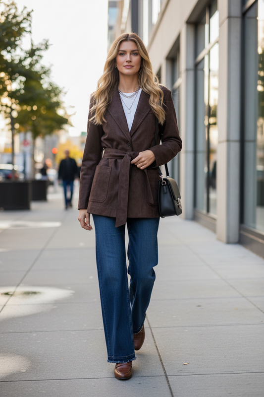 ZARA Faux Suede Belted Jacket