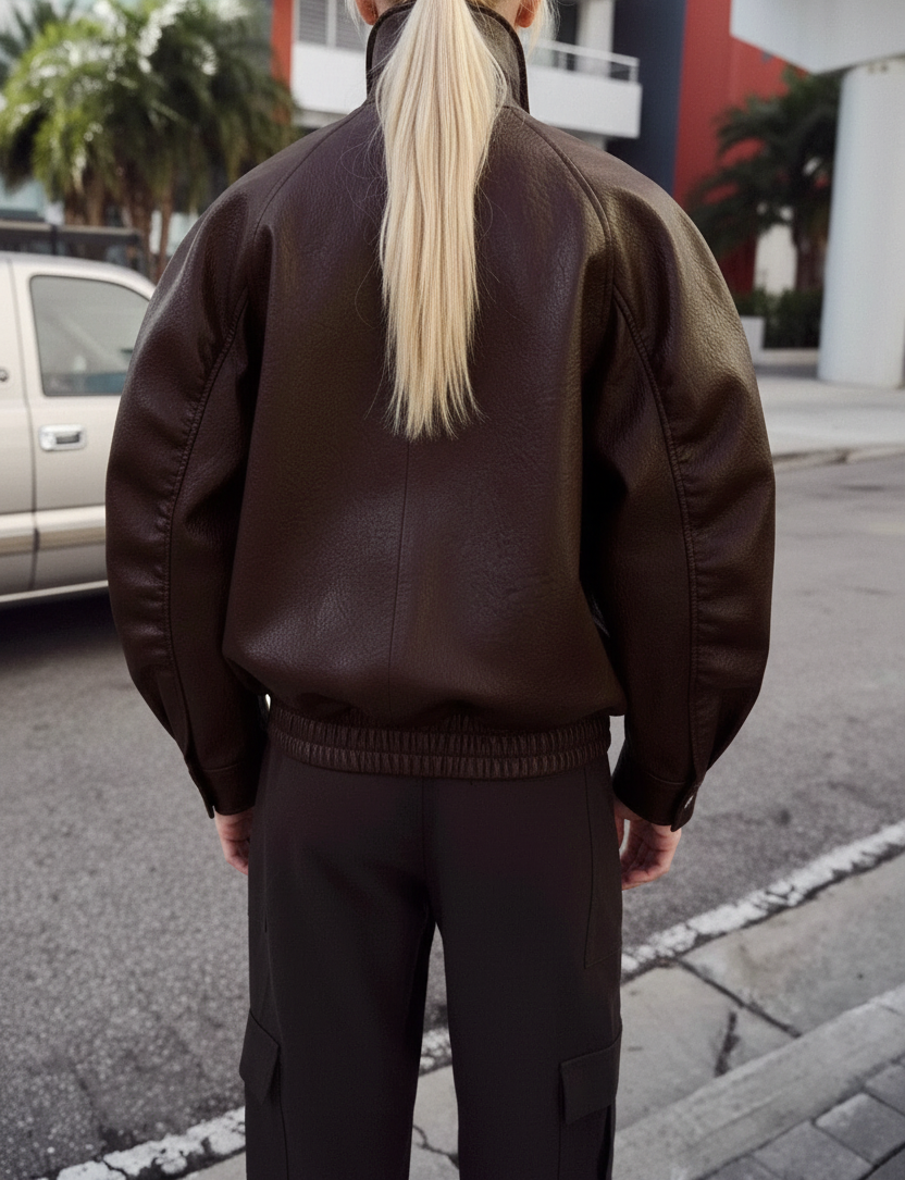 ZARA Faux Leather Bomber Jacket
