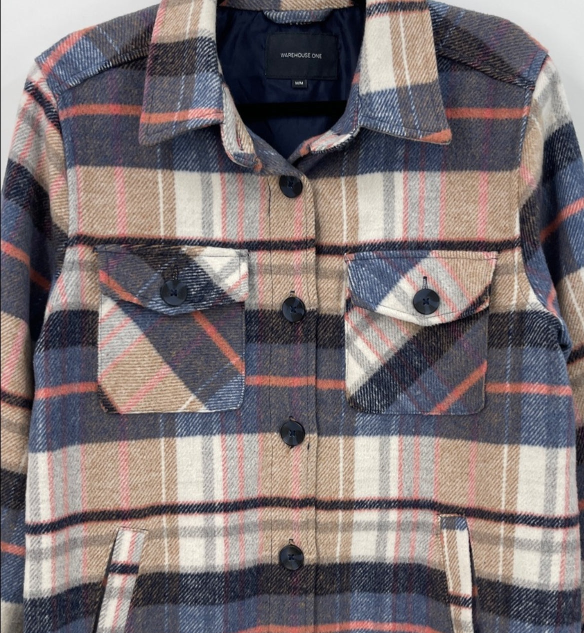 WAREHOUSE ONE Oversized Plaid Shacket