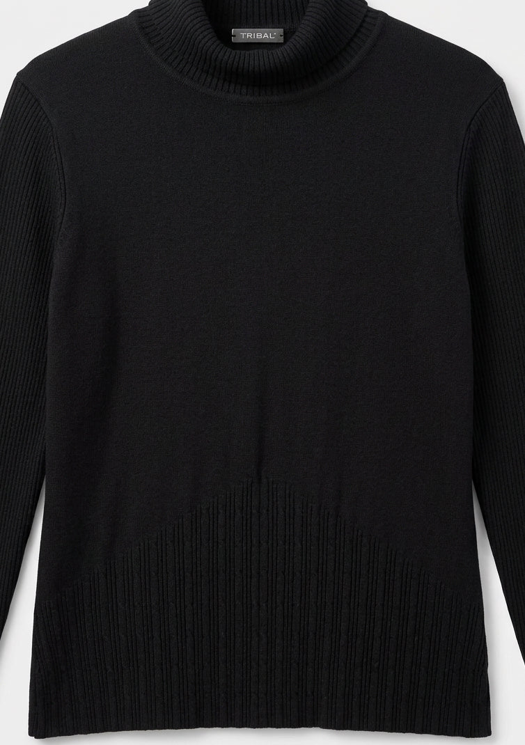 TRIBAL Turtleneck Ribbed Knit
Sweater