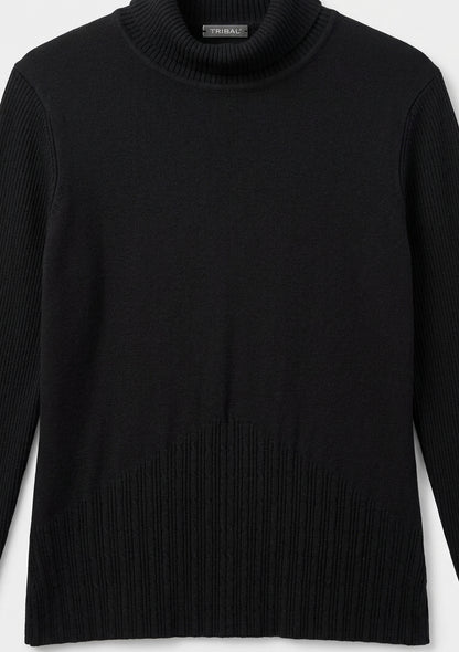 TRIBAL Turtleneck Ribbed Knit
Sweater