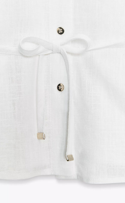 ZARA Belted Linen Blouse