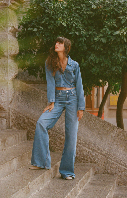 ZARA Z1975 Cropped Denim Shirt