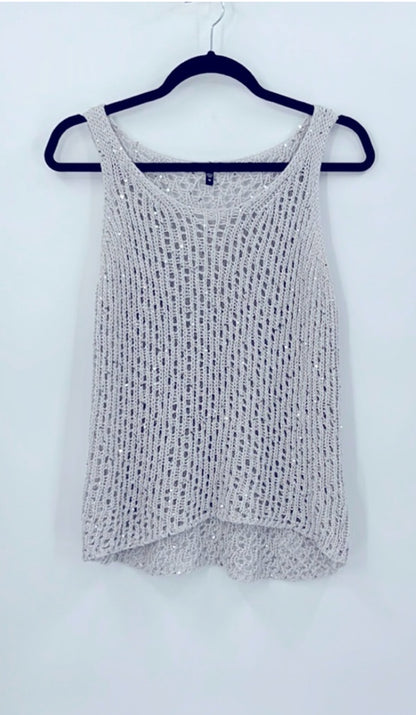 Eileen Fisher Silver Sequined Chain Mail
Knit Tank