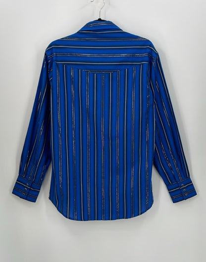 WRANGLER Pearl Snap Blue Metallic Silver
Rodeo Western Shirt