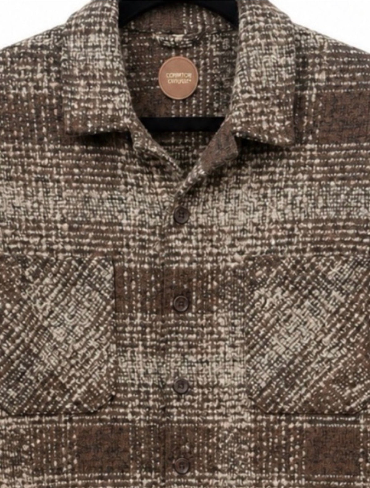 COMMON PEOPLE Brown Plaid Men's Shacket Jacket
