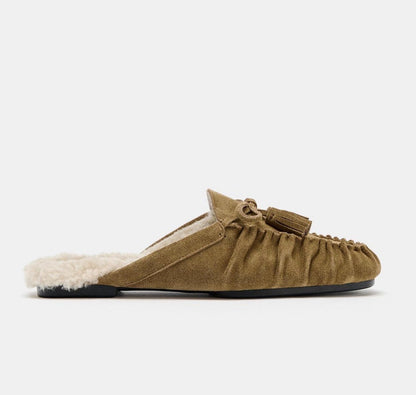 ZARA SPLIT SUEDE OPEN BACK LOAFERS