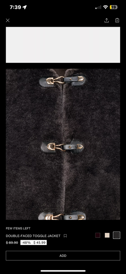 ZARA Double-Faced Toggle Jacket