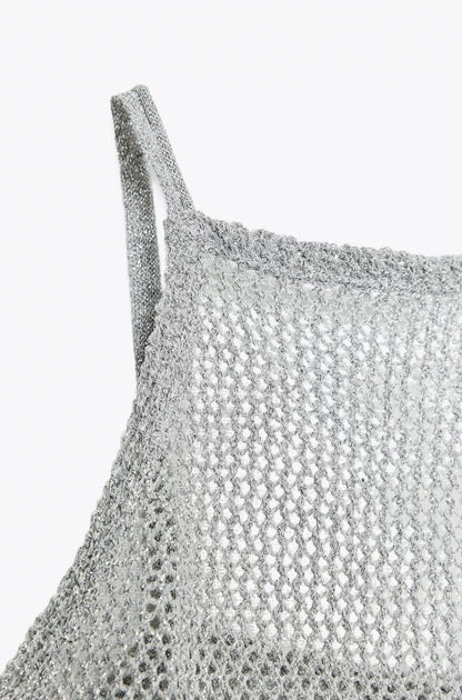 ZARA Metallic Thread Crochet Top