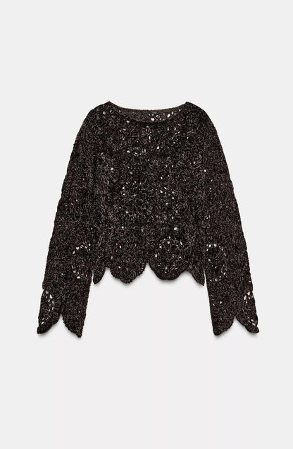 ZARA Crochet Long Sleeve Sweater