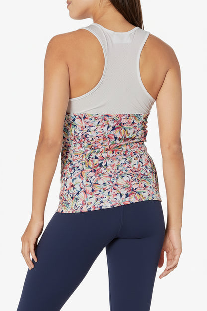 GRANDSLAM Women's Floral Racerback Tennis Tank with Mesh Inserts