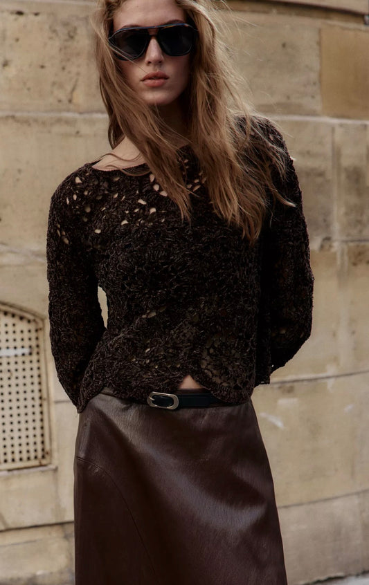 ZARA Crochet Long Sleeve Sweater