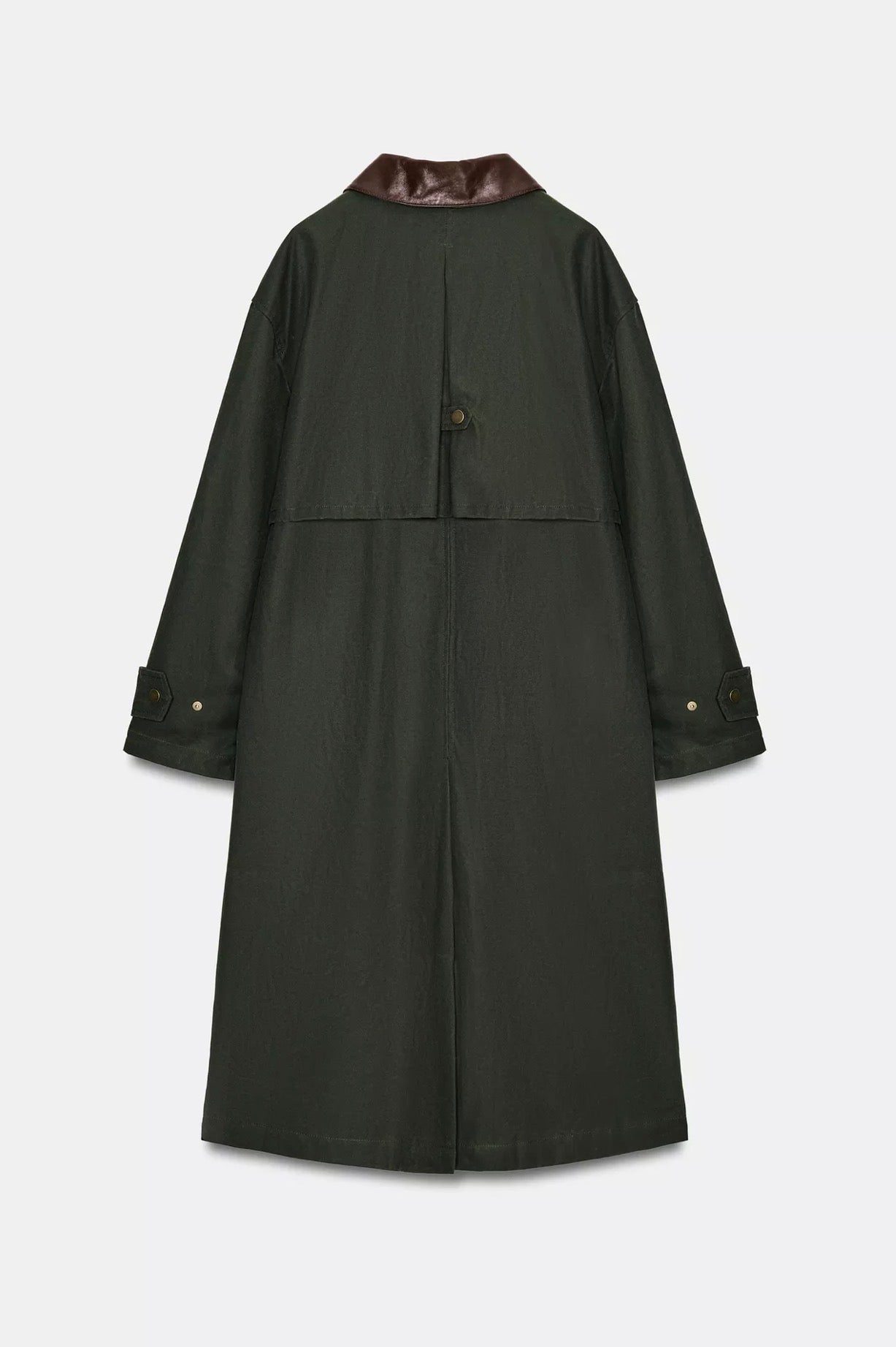 ZARA Contrast Leather Collar Trench Coat  ZW Collection