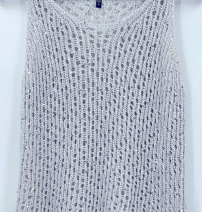 Eileen Fisher Silver Sequined Chain Mail
Knit Tank