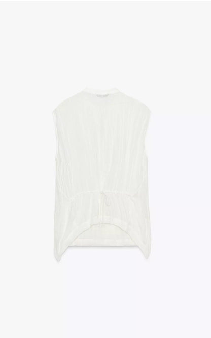 ZARA ZW Collection Linen Tie Blouse