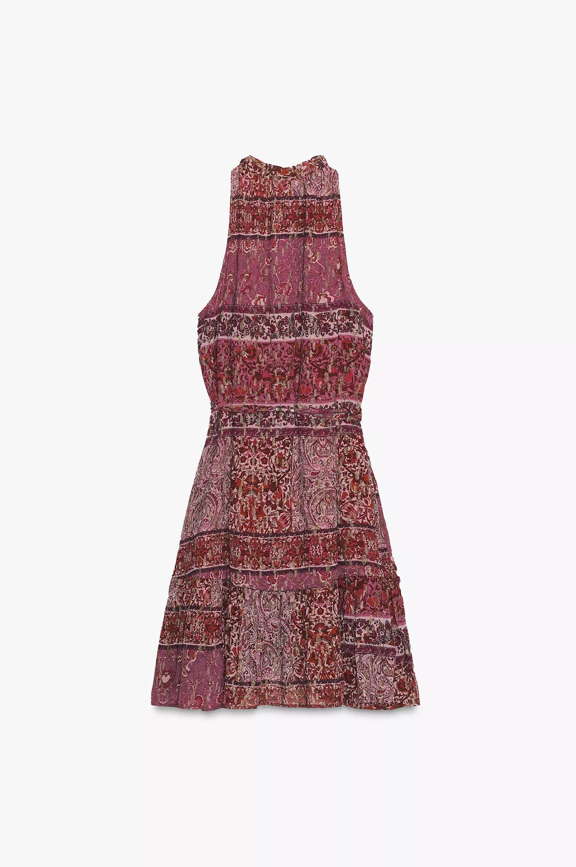 ZARA Patchwork Print Mini Dress With Belt