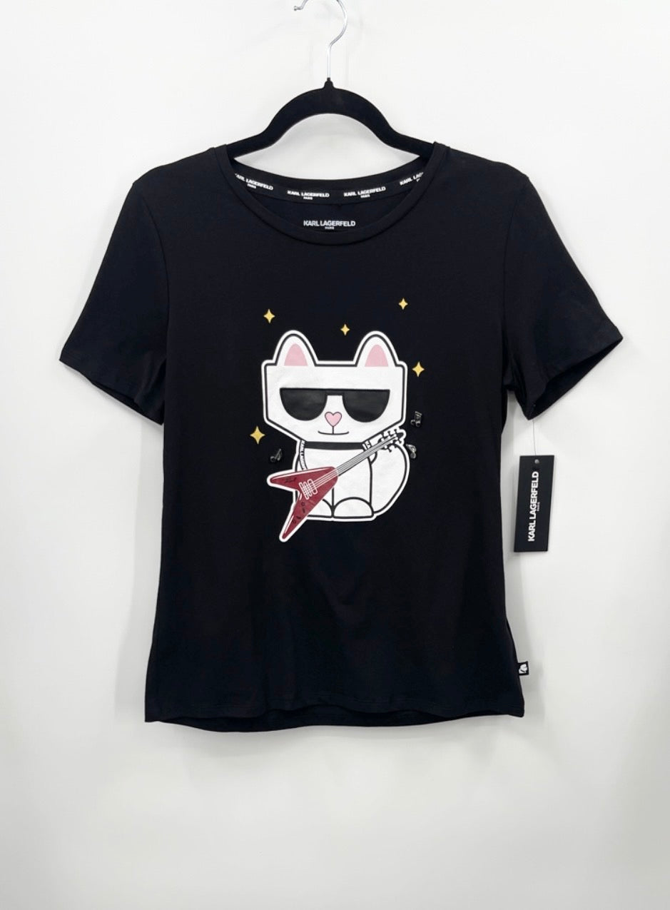 KARL LAGERFELD Black Rocker Choupette Guitar Graphic Tee