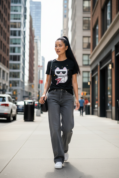 KARL LAGERFELD Black Rocker Choupette Guitar Graphic Tee