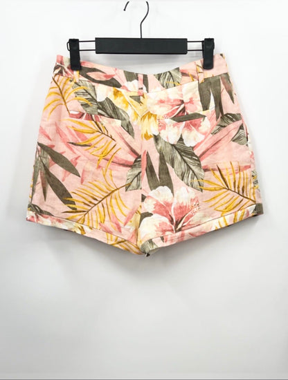 JOIE Linen High Rise Tropical Print Shorts