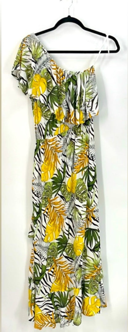 ABEL THE LABEL Tropical Print One Shoulder Dress
