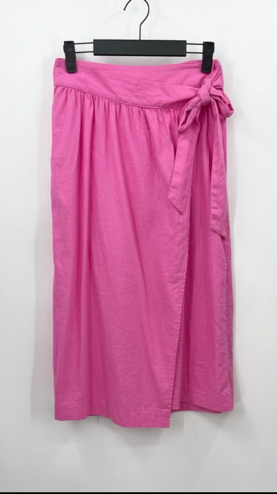 A NEW DAY Pink Linen Blend A-Line Wrap Cross Over Skirt Side Tie