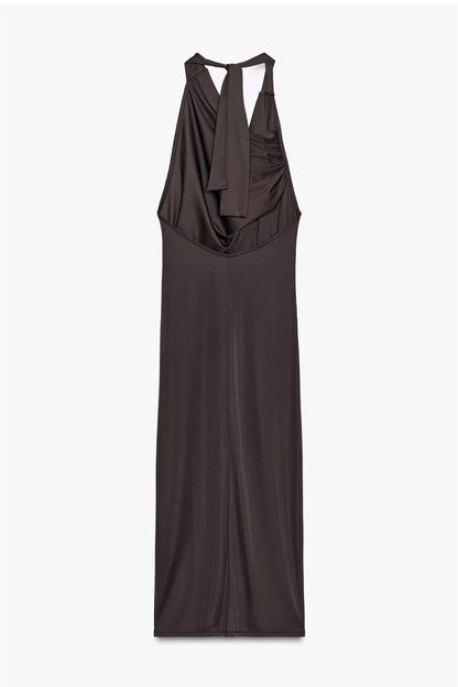 ZARA Flowy Neck Pleated Dress