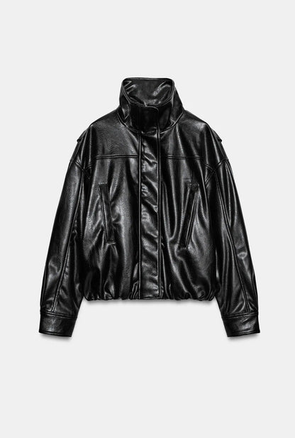 ZARA Faux Leather Bomber Jacket