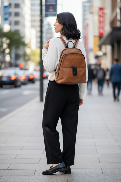 Vintage OPALE Caramel
Brown Leather Backpack