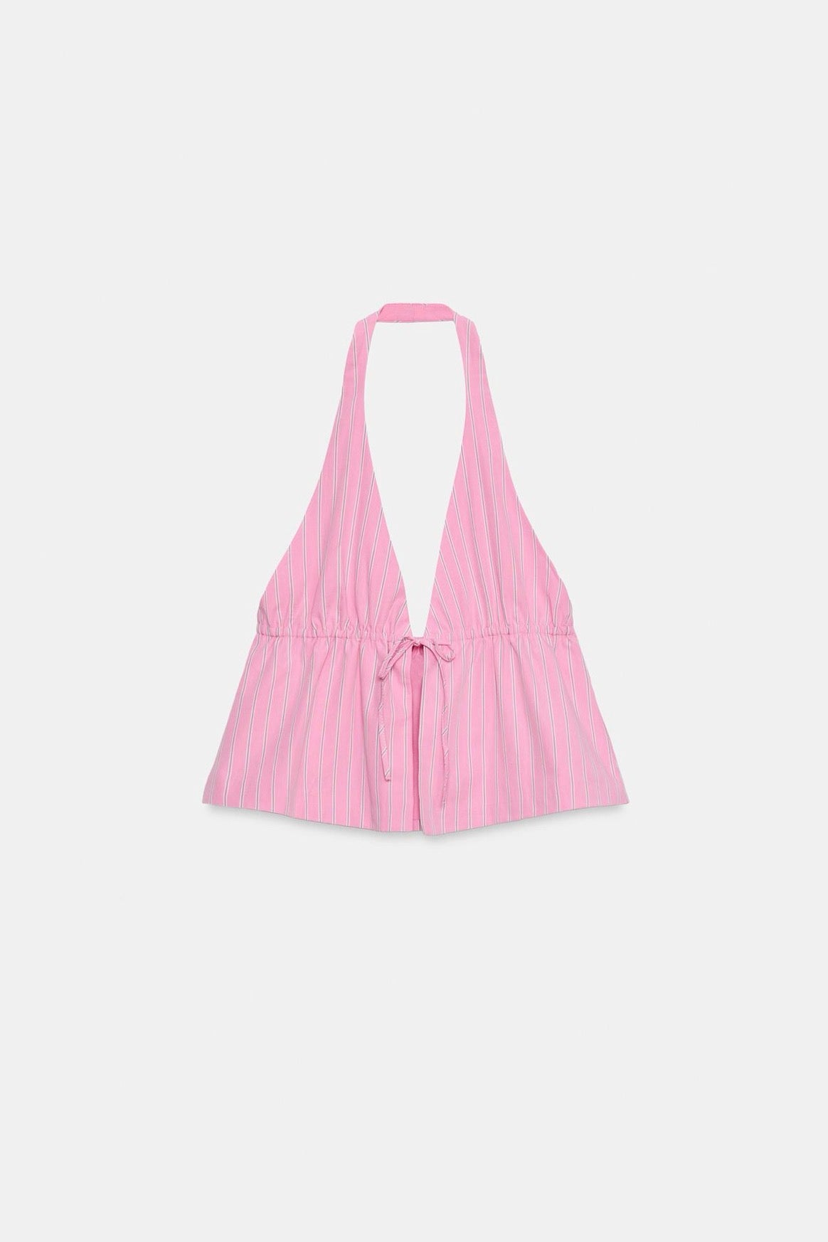 ZARA Striped Poplin Halter Top