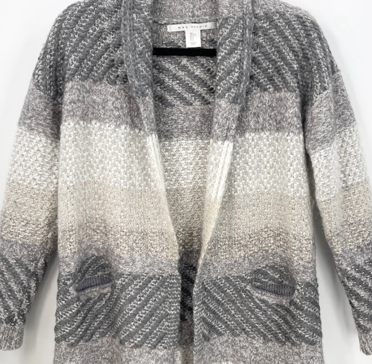 MAX STUDIO Striped Wool Blend Cardigan