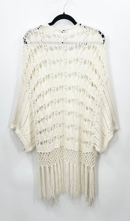 JACKSON ROWE Crochet Fringe Kimono Cardigan - Cream