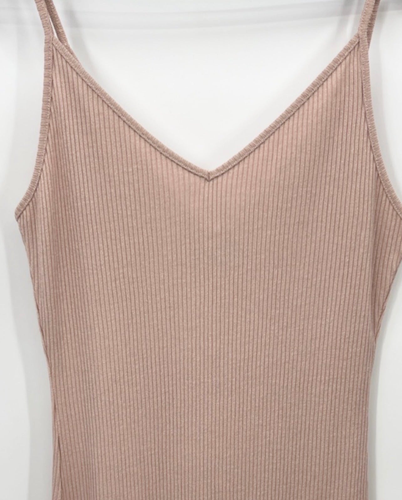 DYNAMITE Ribbed Sleeveless Slip Midi Dress - Blush Nude