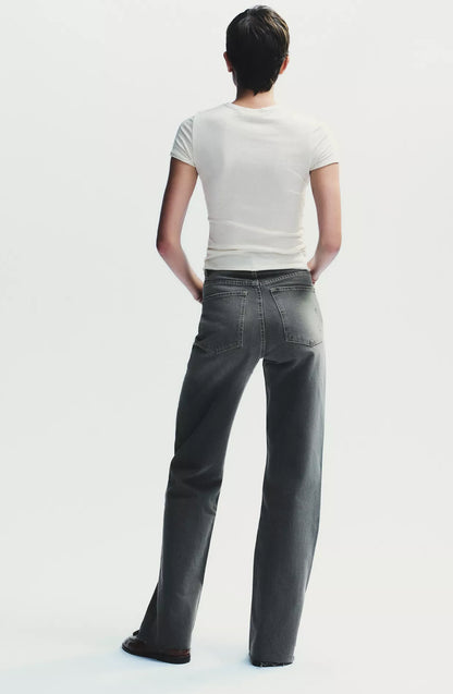 ZARA TRF High Waist Wide Leg Full Length Jeans