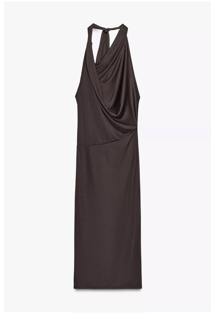 ZARA Flowy Neck Pleated Dress