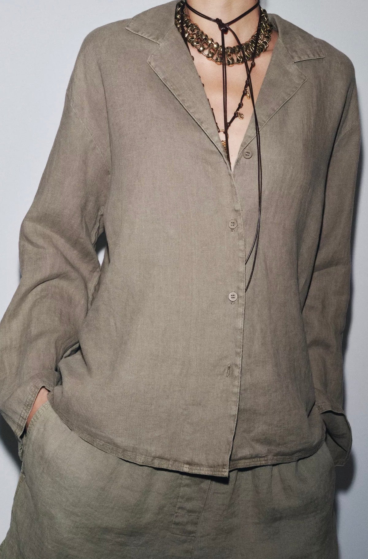 ZARA ZW COLLECTION 100% Linen Shirt