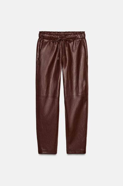 ZARA Faux Leather Elastic Waist Pants