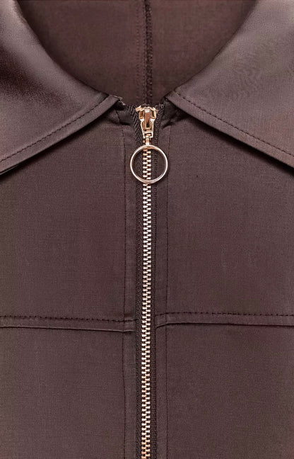 ZARA Satin Zip-Up Jacket