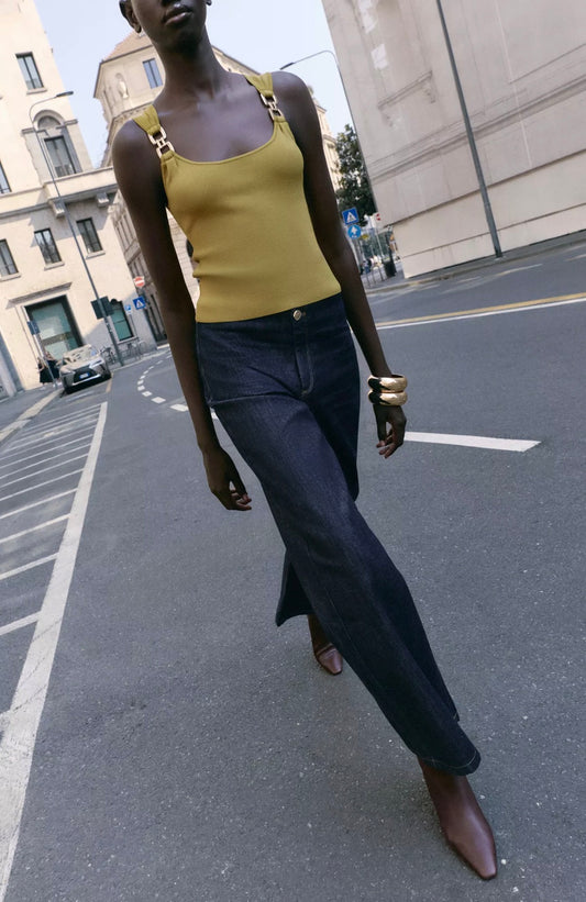 ZARA Metallic Detail Knit Top