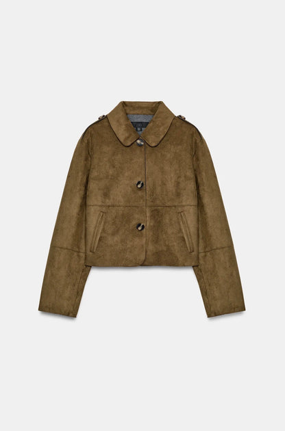 ZARA Cropped Faux Suede Jacket
