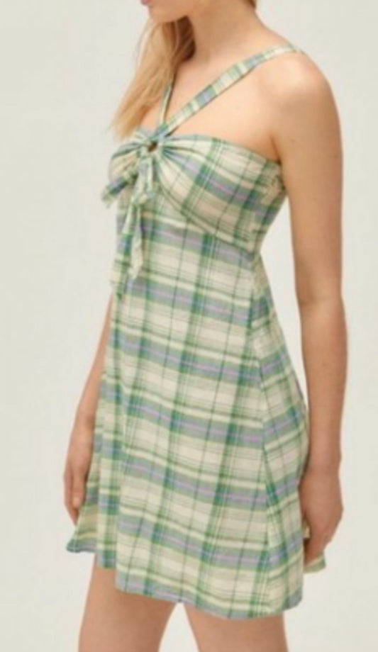 Urban Outfitters Y-Neck Plaid Mini Dress