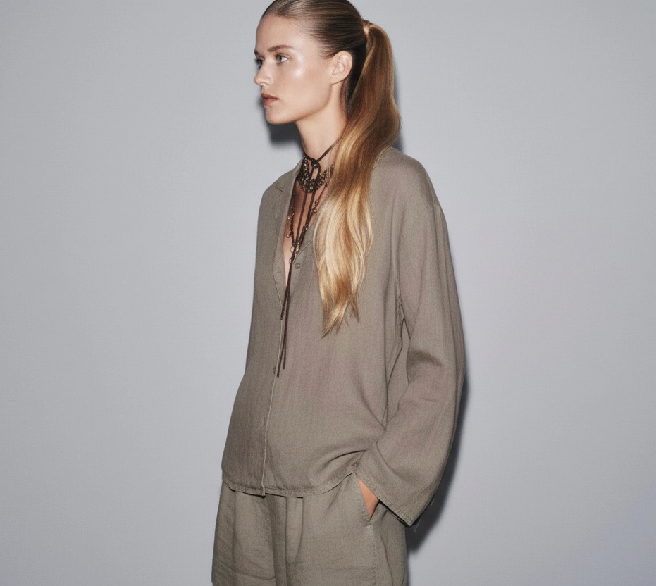 ZARA ZW COLLECTION 100% Linen Shirt