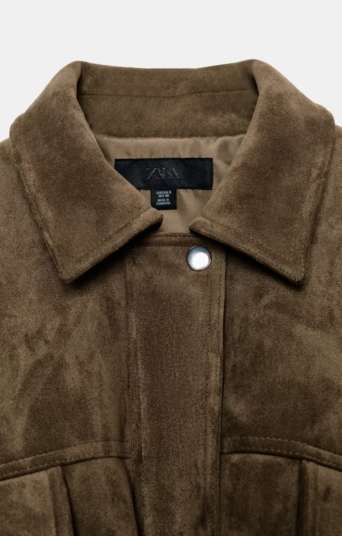 ZARA Oversized Faux Suede Hooded Bomber Jacket