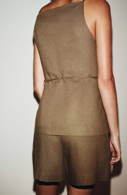 ZARA Linen Pleated Shorts