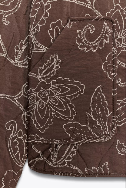 ZARA Rubberized Embroidery Puffer Jacket