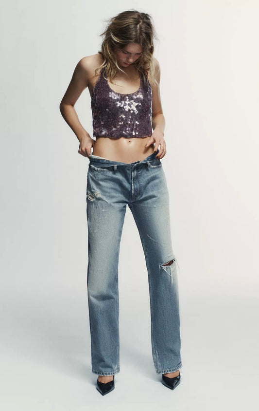 ZARA Sequin Halter Top